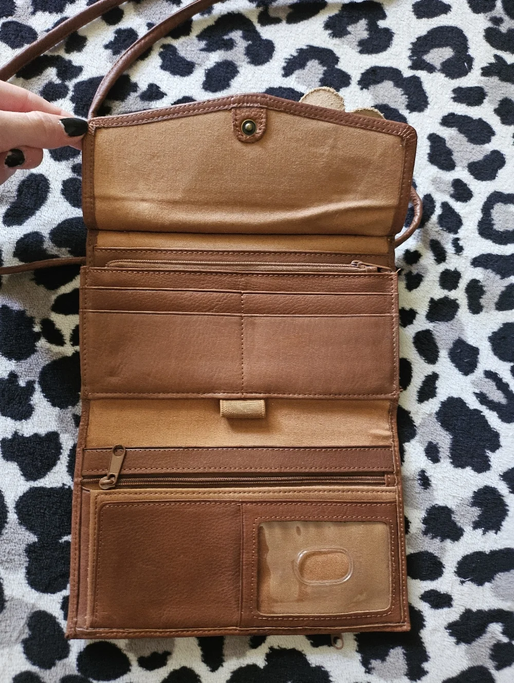 Vintage Fossil Leather Tan Brown Crossbody Bag Snap Closure, Cottagecore Boho